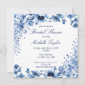 アジアン中国のライトブルーフローラブリジガートン 招待状 (正面)