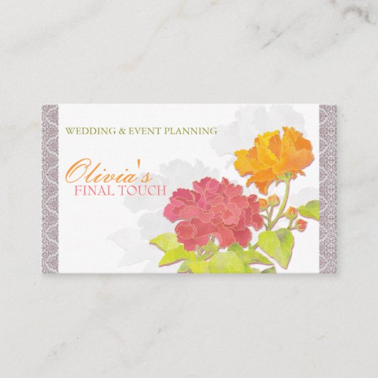 アジアン牡丹nシックダマスク 名刺 (正面)