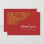 アジアン結婚スワールサンキューカード サンキューカード (正面/裏面)