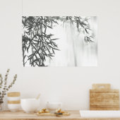 アジアン絵画ウォッシュスタイル（墨絵）スタイル竹 ポスター (キッチン)