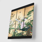 アジアン藤の花の鳩の滝の壁時計 スクエア壁時計 (傾斜)