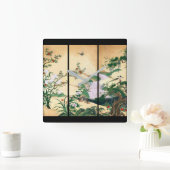 アジアン藤の花の鳩の滝の壁時計 スクエア壁時計 (ホーム)
