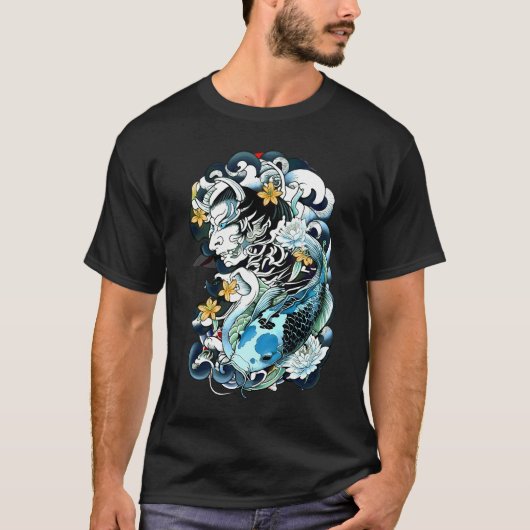 アジアン タトゥー | 和風コイ | Tシャツ (正面)
