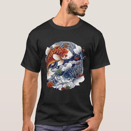 アジアン タトゥー | 和風鯉 | Tシャツ (正面)