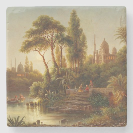 アジアン・ランドスケープ・イン・ザ・夕べ・ライト(サンセット・アート) ストーンコースター (正面)