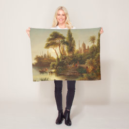 アジアン・ランドスケープ・イン・ザ・夕べ・ライト（サンセット・アート） フリースブランケット