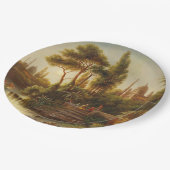 アジアン・ランドスケープ・イン・ザ・夕べ・ライト（サンセット・アート） ペーパープレート (アングル)