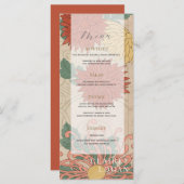 アジアヴィンテージフローラベージュ&レッド結婚ズ メニュー (正面/裏面)