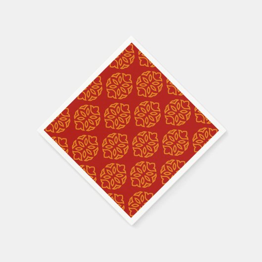 アジア中国のシームレスレッド金ゴールドパターン紙 スタンダードカクテルナプキン (角)