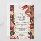 アジア中国のバイリンガル平はっきりしたブライダルシャワー 招待状 (正面)