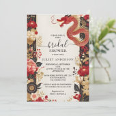 アジア中国のバイリンガル平はっきりしたブライダルシャワー 招待状 (スタンド正面)