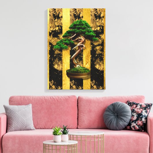 アジア中国の盆栽の木を伸ばしキャンバス印刷 キャンバスプリント (インサイチュ (リビング))