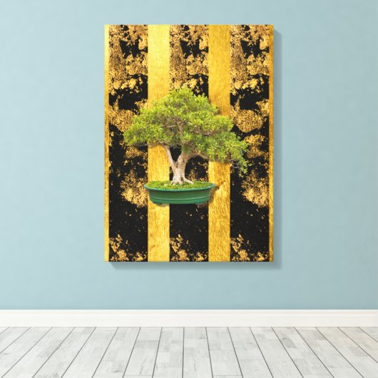 アジア中国の盆栽の木を伸ばしキャンバス印刷 キャンバスプリント (インサイチュ (ウッドフロア))