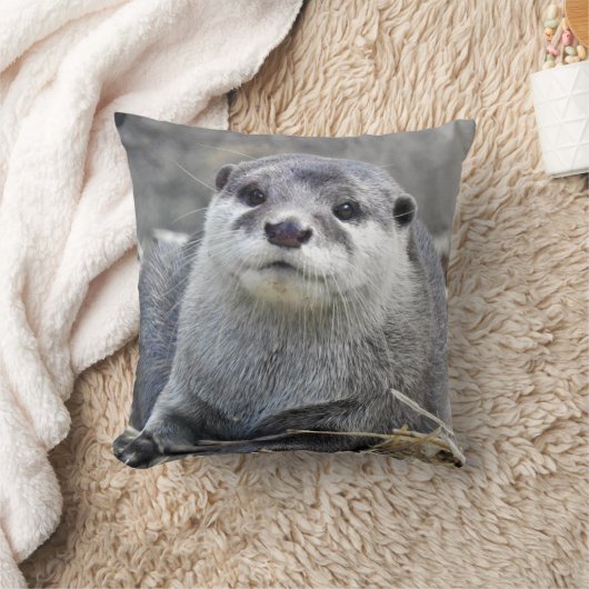 アジア人によって小型引き裂かれるカワウソ クッション (ブランケット)