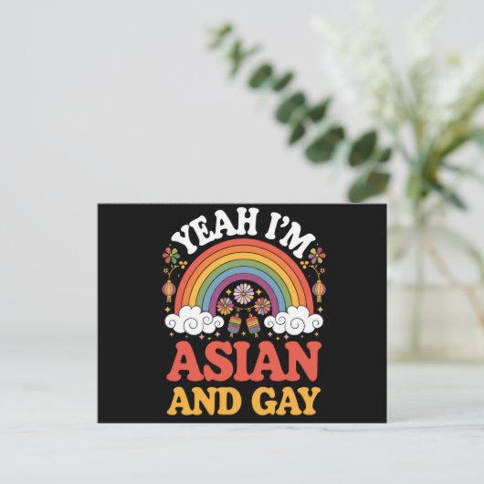 アジア人ゲイ クィア アジア人 中国人 韓国人 日本人 ポストカード (スタンド正面)