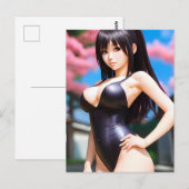 アジア人女性がレザーの水着で春 ポストカード (正面/裏面)