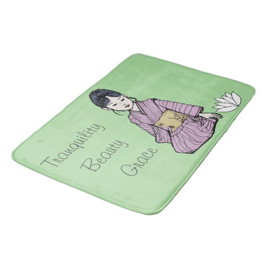 アジア人女性のピンクがかったメイブの着物 バスマット (アングル)