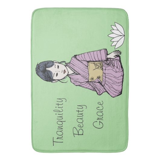 アジア人女性のピンクがかったメイブの着物 バスマット (正面縦)