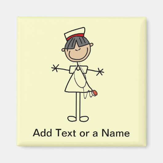 アジア人女性スティックフィギュアナースTシャツ&ギフト マグネット (正面)