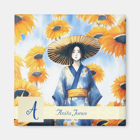 アジア人女性（ひまわり） マグネット (正面)