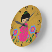 アジア人形 ラウンド壁時計 (傾斜)