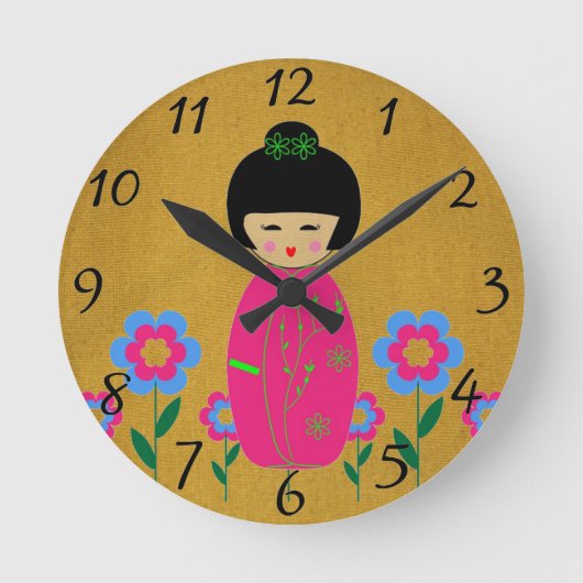 アジア人形 ラウンド壁時計 (正面)