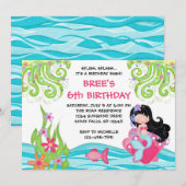 アジア人魚の誕生日の招待状 招待状 (正面/裏面)