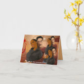 アジア人黒人女性異人種間グリーティングカード カード (黄色い花)