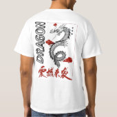 アジア伝統の神話の龍と赤い雲 Tシャツ (裏面)
