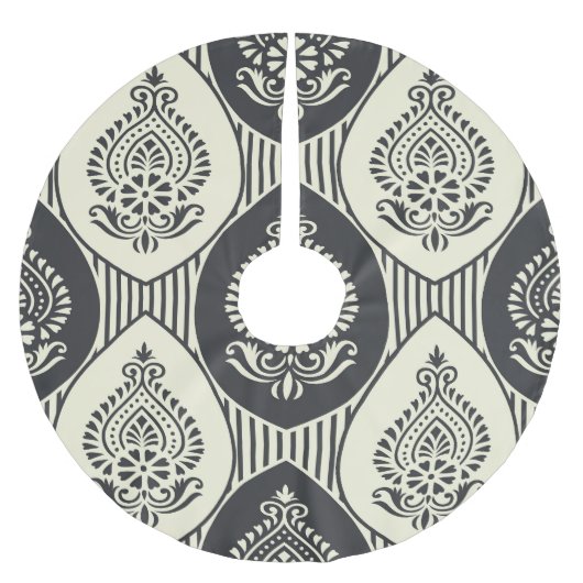 アジア伝統的ダマスク、シームレスなパターン ブラッシュドポリエステルツリースカート (正面)