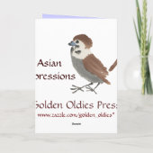 アジア刺激を受けたなヴィンテージカード-小さい鳥 カード (裏面)