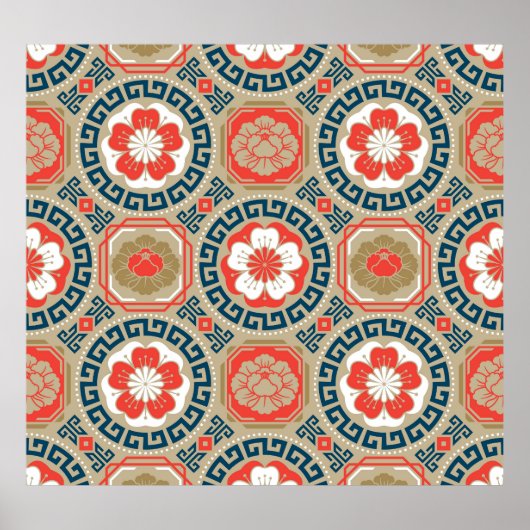 アジア動機：幾何エレガントデザイン ポスター (正面)