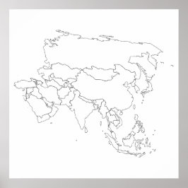 アジア地図のアウトラインポスター ポスター