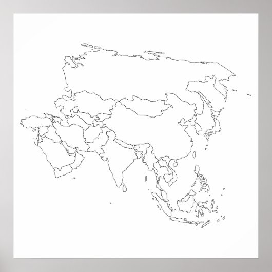 アジア地図のアウトラインポスター ポスター (正面)