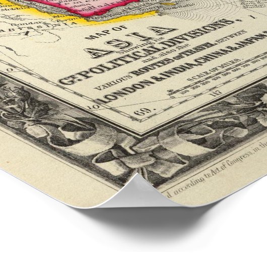 アジア地図 ポスター (角)