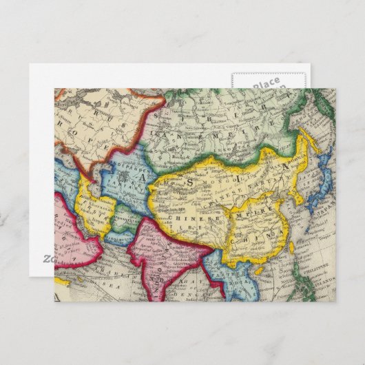 アジア地図 ポストカード (正面/裏面)