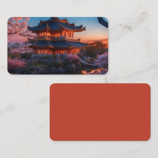 アジア城の夕日のしおり 名刺 (正面/裏面)