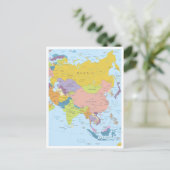アジア大陸の詳細地図 ポストカード (スタンド正面)