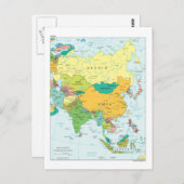 アジア大陸地図 ポストカード (正面/裏面)
