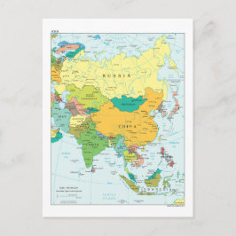 アジア大陸地図 ポストカード