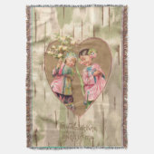 アジア女子ヴィンテージバレンタインはがき スローブランケット (正面縦)