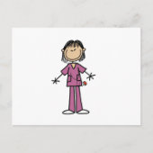 アジア女性スティックフィギュアナース ポストカード (正面)