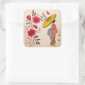 アジア女性ステッカー スクエアシール (バッグ)