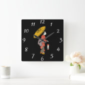 アジア女性時計 スクエア壁時計 (ホーム)