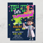 アジア女性科学者STEM実験誕生日 招待状 (正面/裏面)