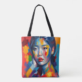 アジア女性顔画像の戻り トートバッグ (裏面)