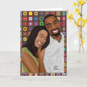 アジア女性黒人異人種間グリーティングカード カード (黄色い花)