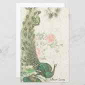 アジア孔雀の鳥の野性生物動物の文房具 便箋 (正面/裏面)