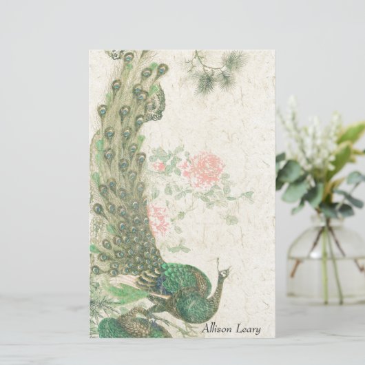 アジア孔雀の鳥の野性生物動物の文房具 便箋 (スタンド正面)