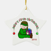 アジア小妖精や小人ベビー第1回クリスマスオーナメント セラミックオーナメント (裏面)